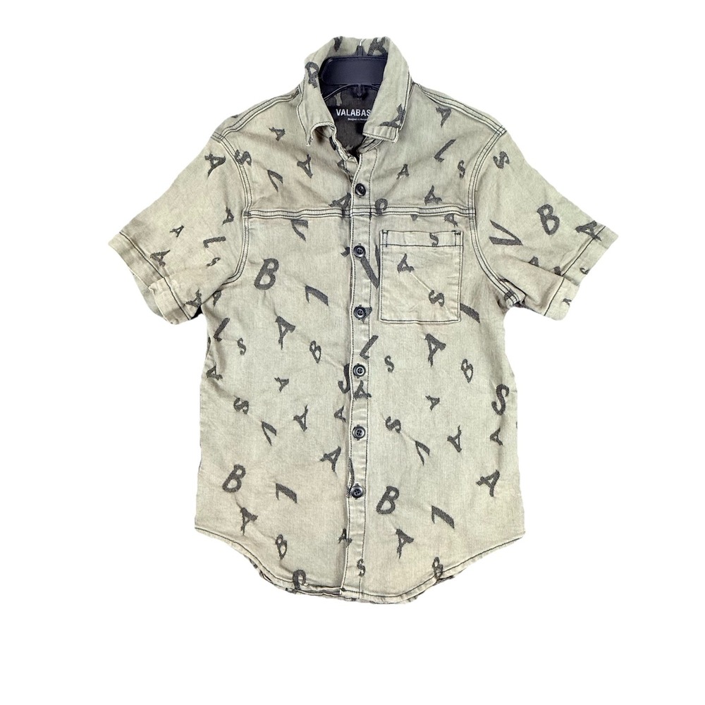 Valabasas  Shirt Button Down‎ Urban Street Wear Thick Denim y2k hip Hop Medium